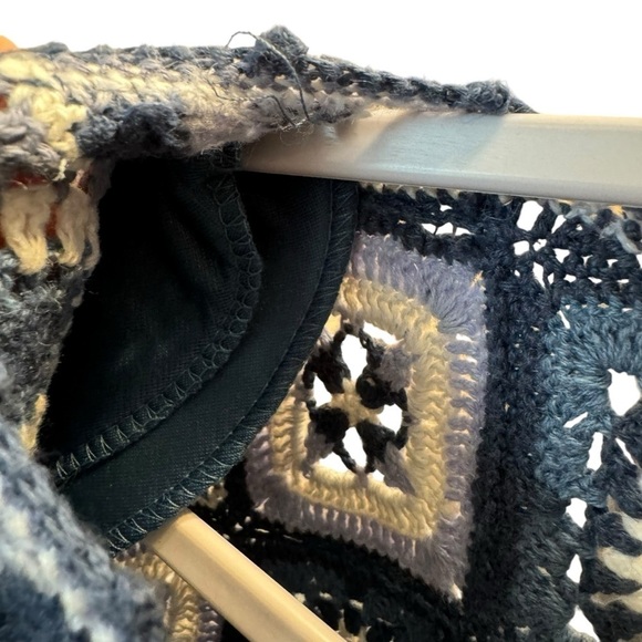 Christopher & Banks Granny Square Crochet Cardigan Sweater Short Sleeve S Blue - Picture 4 of 6